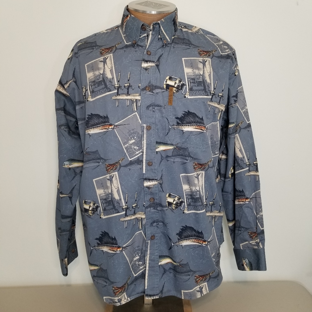 Magellan Sportswear Blue Fishing Buttondown Shirt